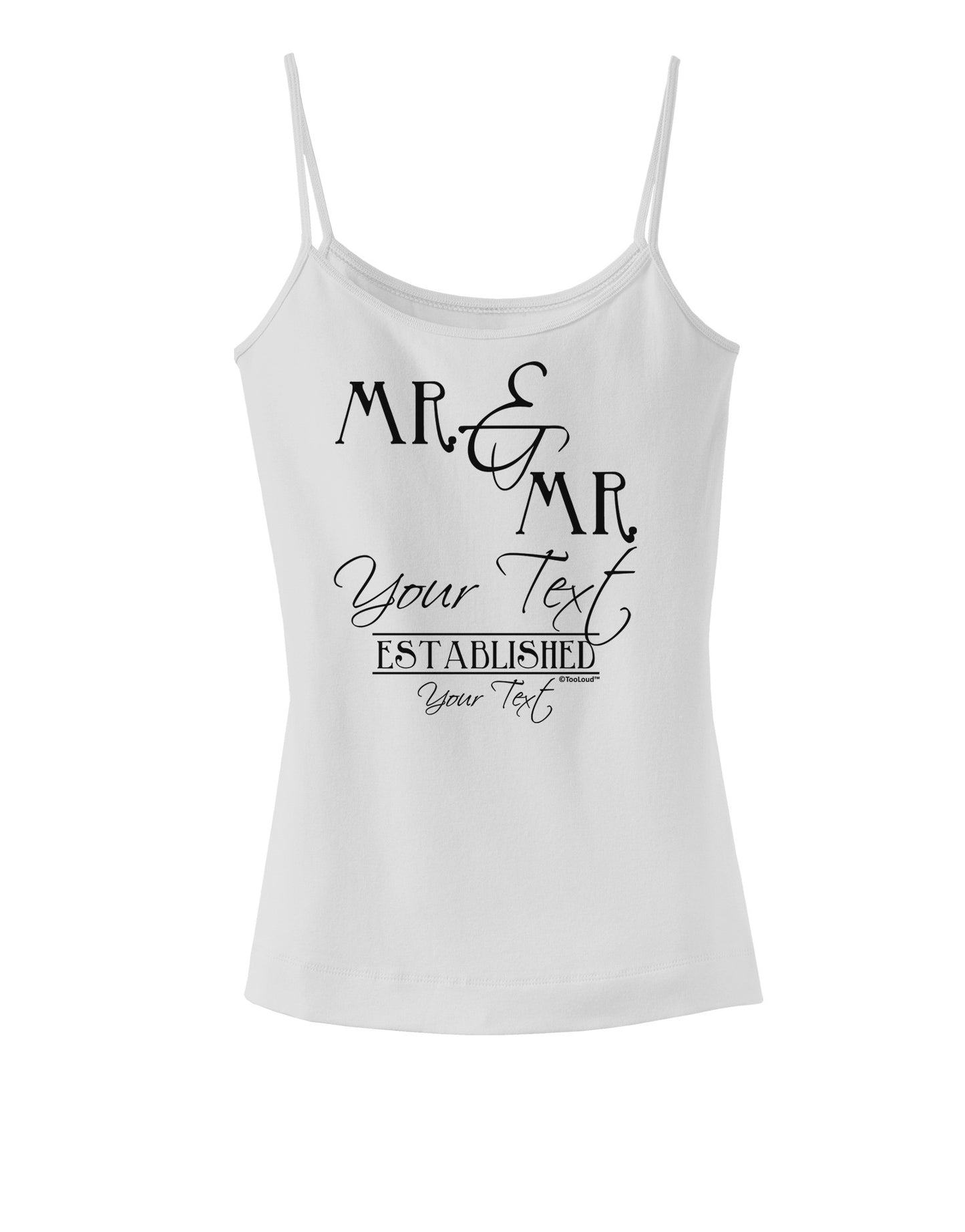 Personalized Mr and Mr -Name- Established -Date- Design Spaghetti Strap Tank-Womens Spaghetti Strap Tanks-TooLoud-White-X-Small-Davson Sales