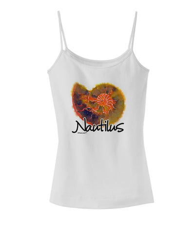 Nautilus Fossil Watercolor Text Spaghetti Strap Tank-Womens Spaghetti Strap Tanks-TooLoud-White-X-Small-Davson Sales