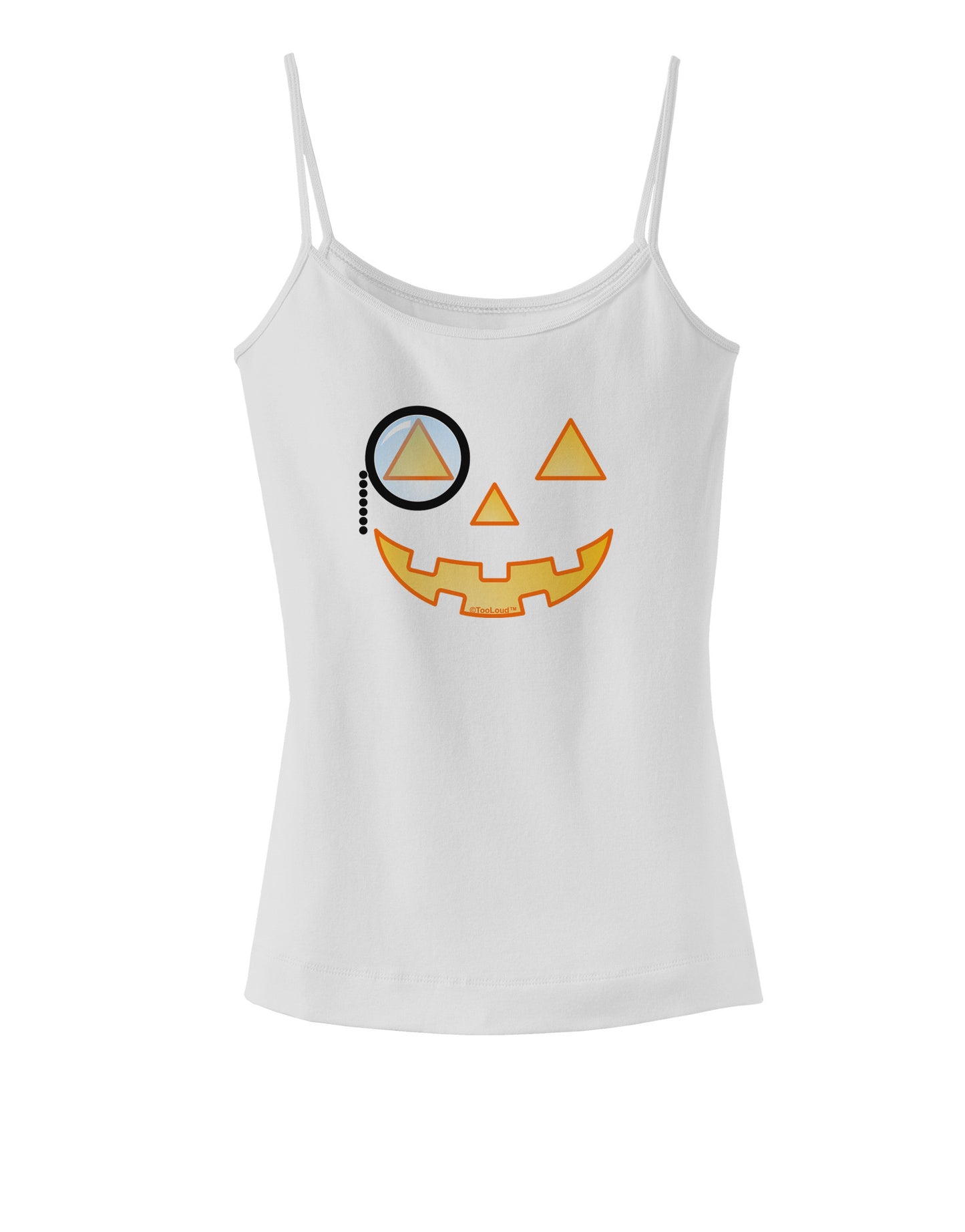 Monocle Jack-o-Lantern Color Spaghetti Strap Tank-Womens Spaghetti Strap Tanks-TooLoud-White-X-Small-Davson Sales