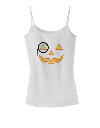 Monocle Jack-o-Lantern Color Spaghetti Strap Tank-Womens Spaghetti Strap Tanks-TooLoud-White-X-Small-Davson Sales