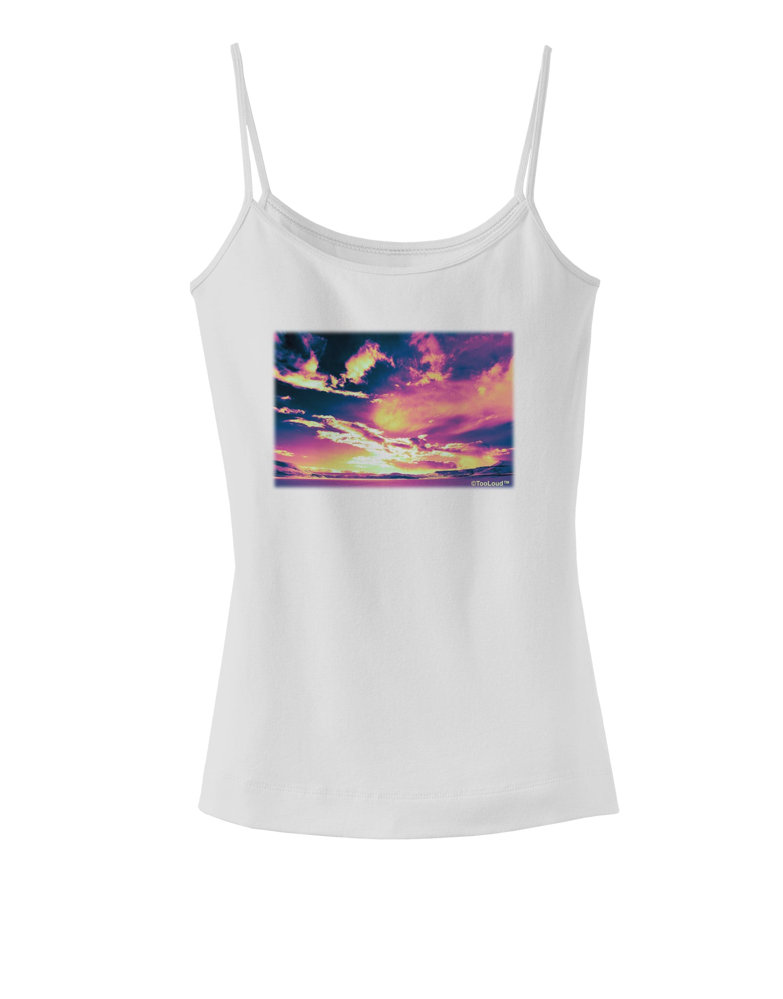 Blue Mesa Reservoir Surreal Spaghetti Strap Tank-Womens Spaghetti Strap Tanks-TooLoud-White-X-Small-Davson Sales