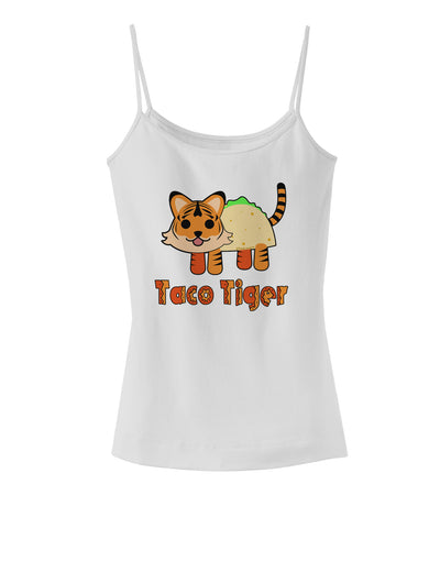 Cute Taco Tiger Text Spaghetti Strap Tank-Womens Spaghetti Strap Tanks-TooLoud-White-X-Small-Davson Sales