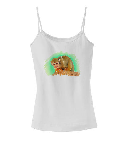 Squirrel Monkey Watercolor Spaghetti Strap Tank-Womens Spaghetti Strap Tanks-TooLoud-White-X-Small-Davson Sales