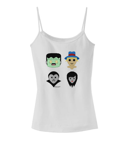 Cute Pixel Monsters Spaghetti Strap Tank-Womens Spaghetti Strap Tanks-TooLoud-White-X-Small-Davson Sales