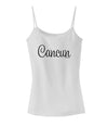 Cancun Mexico - Script Text Spaghetti Strap Tank-Womens Spaghetti Strap Tanks-TooLoud-White-X-Small-Davson Sales