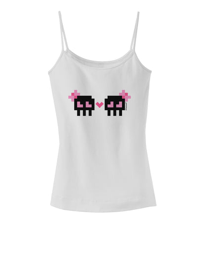 8-Bit Skull Love - Girl and Girl Spaghetti Strap Tank-Womens Spaghetti Strap Tanks-TooLoud-White-X-Small-Davson Sales