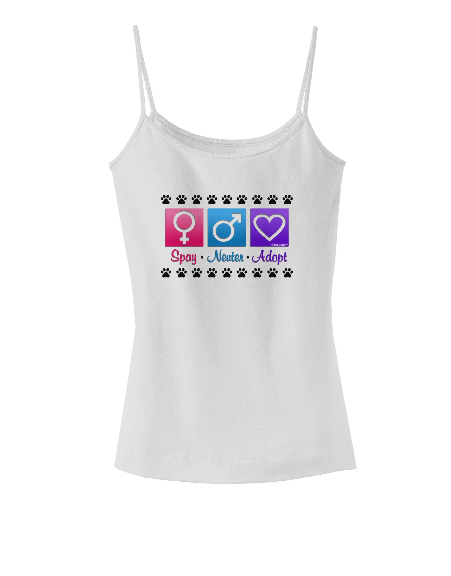 Spay Neuter Adopt Spaghetti Strap Tank-Womens Spaghetti Strap Tanks-TooLoud-White-X-Small-Davson Sales
