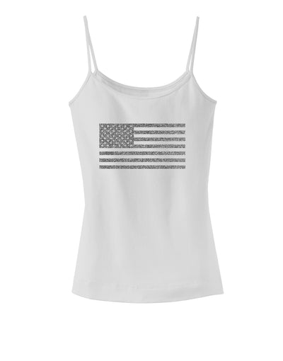 American Flag Glitter - Silver Spaghetti Strap Tank-Womens Spaghetti Strap Tanks-TooLoud-White-X-Small-Davson Sales