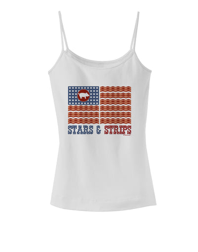 American Bacon Flag - Stars and Strips Spaghetti Strap Tank-Womens Spaghetti Strap Tanks-TooLoud-White-X-Small-Davson Sales