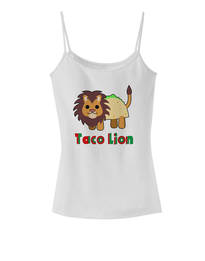 Cute Taco Lion Text Spaghetti Strap Tank-Womens Spaghetti Strap Tanks-TooLoud-White-X-Small-Davson Sales