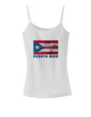 Distressed Puerto Rico Flag Spaghetti Strap Tank-Womens Spaghetti Strap Tanks-TooLoud-White-X-Small-Davson Sales
