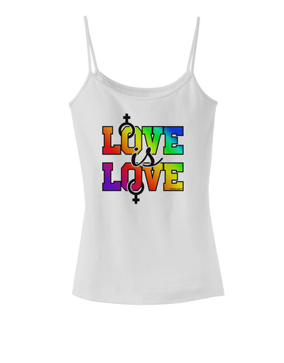 Love Is Love Lesbian Pride Spaghetti Strap Tank-Womens Spaghetti Strap Tanks-TooLoud-White-X-Small-Davson Sales