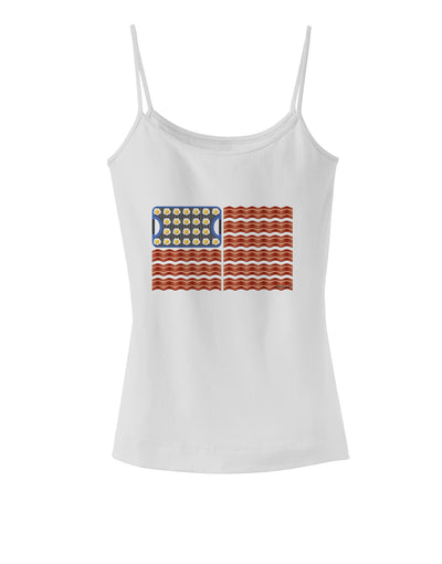 American Breakfast Flag - Bacon and Eggs Spaghetti Strap Tank-Womens Spaghetti Strap Tanks-TooLoud-White-X-Small-Davson Sales