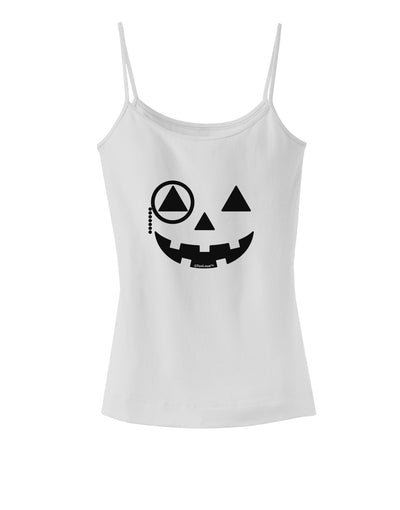 Monocle Jack-o-Lantern B-W Spaghetti Strap Tank-Womens Spaghetti Strap Tanks-TooLoud-White-X-Small-Davson Sales