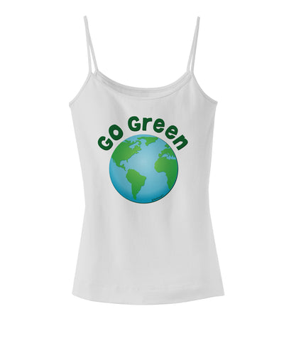 Go Green - Planet Earth Spaghetti Strap Tank-Womens Spaghetti Strap Tanks-TooLoud-White-X-Small-Davson Sales