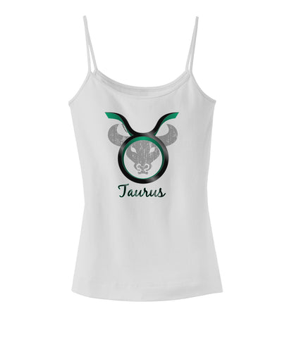 Taurus Symbol Spaghetti Strap Tank-Womens Spaghetti Strap Tanks-TooLoud-White-X-Small-Davson Sales