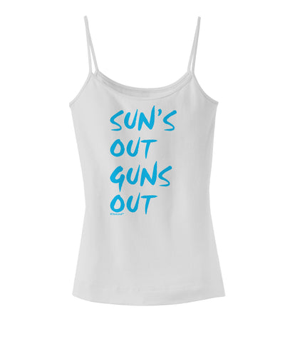 Suns Out Guns Out - Blue Spaghetti Strap Tank-Womens Spaghetti Strap Tanks-TooLoud-White-X-Small-Davson Sales