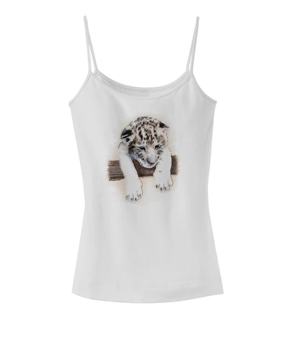 Leopard Cub Spaghetti Strap Tank-Womens Spaghetti Strap Tanks-TooLoud-White-X-Small-Davson Sales