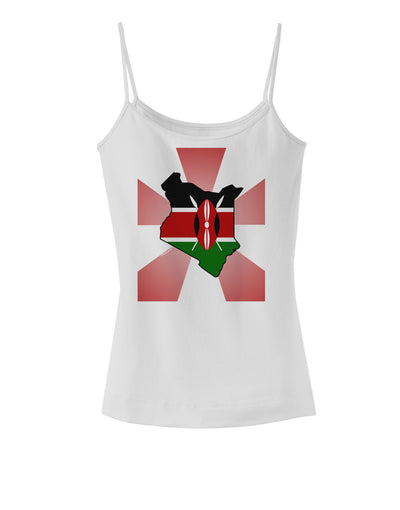 Kenya Flag Design Spaghetti Strap Tank-Womens Spaghetti Strap Tanks-TooLoud-White-X-Small-Davson Sales