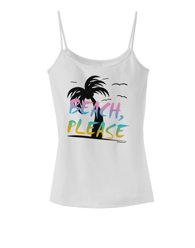 Beach Please - Summer Colors with Palm Trees Spaghetti Strap Tank-Womens Spaghetti Strap Tanks-TooLoud-White-X-Small-Davson Sales