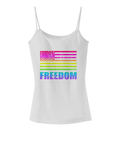 American Pride - Rainbow Flag - Freedom Spaghetti Strap Tank-Womens Spaghetti Strap Tanks-TooLoud-White-X-Small-Davson Sales