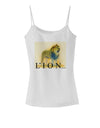 Lion Watercolor 1 Text Spaghetti Strap Tank-Womens Spaghetti Strap Tanks-TooLoud-White-X-Small-Davson Sales