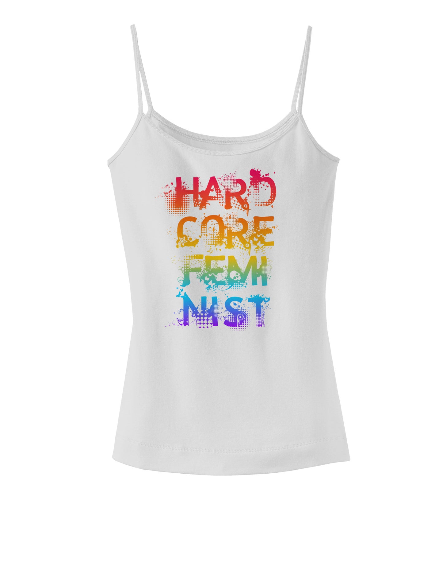 Hardcore Feminist - Rainbow Spaghetti Strap Tank-Womens Spaghetti Strap Tanks-TooLoud-White-X-Small-Davson Sales