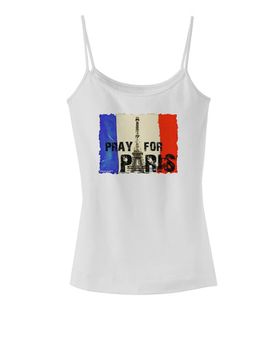 Pray For Paris Watercolor Spaghetti Strap Tank-Womens Spaghetti Strap Tanks-TooLoud-White-X-Small-Davson Sales