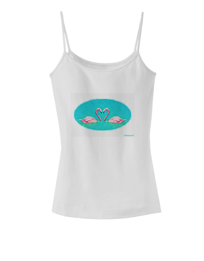 Love Birds - Flamingos Watercolor Spaghetti Strap Tank-Womens Spaghetti Strap Tanks-TooLoud-White-X-Small-Davson Sales