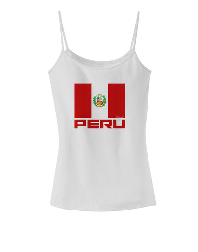 Peru Flag Spaghetti Strap Tank-Womens Spaghetti Strap Tanks-TooLoud-White-X-Small-Davson Sales