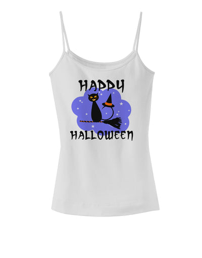 TooLoud Witch Cat Spaghetti Strap Tank-Womens Spaghetti Strap Tanks-TooLoud-White-X-Small-Davson Sales