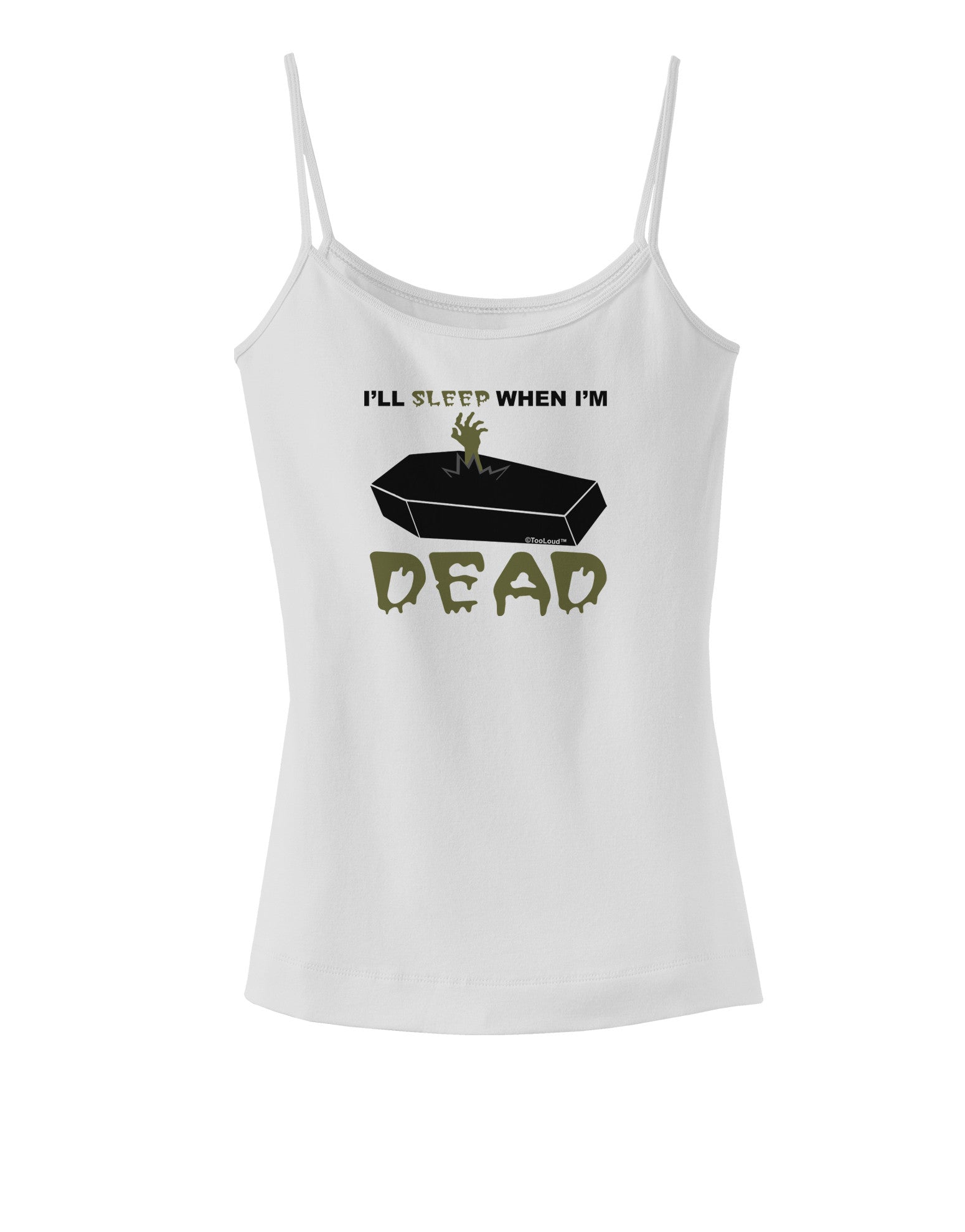Sleep When Dead Coffin Spaghetti Strap Tank-Womens Spaghetti Strap Tanks-TooLoud-White-X-Small-Davson Sales