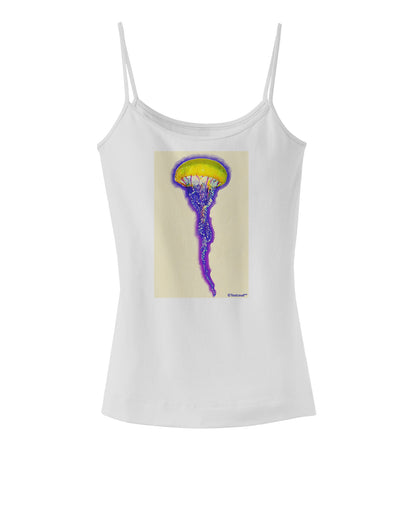 Jellyfish Outlined in Purple Watercolor Spaghetti Strap Tank-Womens Spaghetti Strap Tanks-TooLoud-White-X-Small-Davson Sales