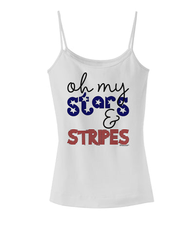 Oh My Stars and Stripes - Patriotic Design Spaghetti Strap Tank-Womens Spaghetti Strap Tanks-TooLoud-White-X-Small-Davson Sales