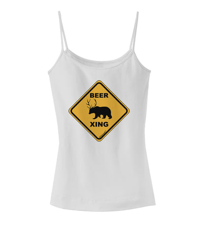 Beer Xing Spaghetti Strap Tank-Womens Spaghetti Strap Tanks-TooLoud-White-X-Small-Davson Sales