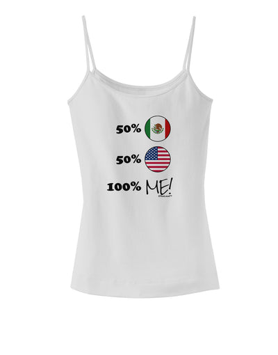 Mexican American 100 Percent Me Spaghetti Strap Tank-Womens Spaghetti Strap Tanks-TooLoud-White-X-Small-Davson Sales