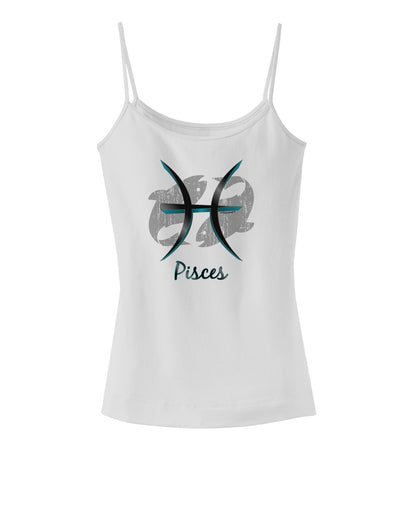 Pisces Symbol Spaghetti Strap Tank-Womens Spaghetti Strap Tanks-TooLoud-White-X-Small-Davson Sales