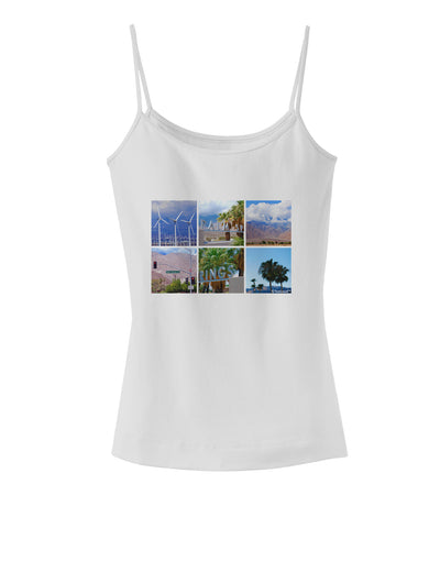 Palm Springs Square Collage Spaghetti Strap Tank-Womens Spaghetti Strap Tanks-TooLoud-White-X-Small-Davson Sales