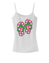 Cute Polka Dot Flip Flops - Pink and Green Spaghetti Strap Tank-Womens Spaghetti Strap Tanks-TooLoud-White-X-Small-Davson Sales