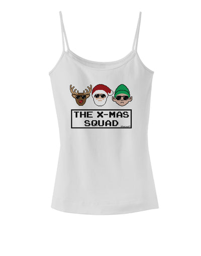 The X-mas Squad Text Spaghetti Strap Tank-Womens Spaghetti Strap Tanks-TooLoud-White-X-Small-Davson Sales