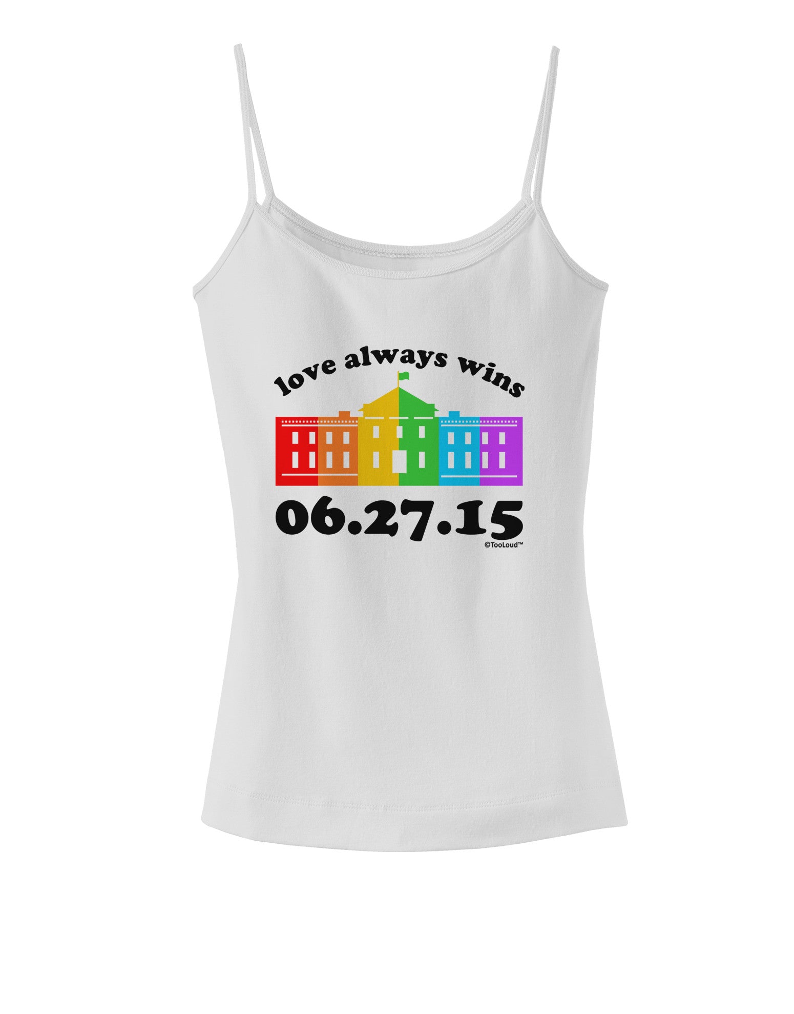 Love Always Wins with Date - Marriage Equality Spaghetti Strap Tank-Womens Spaghetti Strap Tanks-TooLoud-White-X-Small-Davson Sales