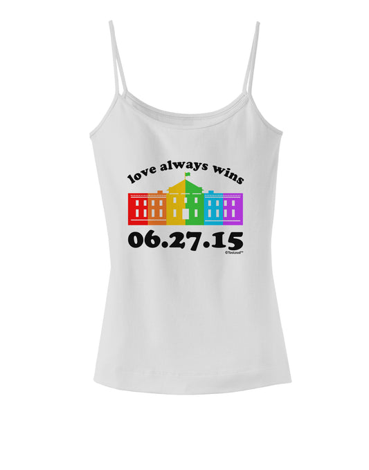 Love Always Wins with Date - Marriage Equality Spaghetti Strap Tank-Womens Spaghetti Strap Tanks-TooLoud-White-X-Small-Davson Sales