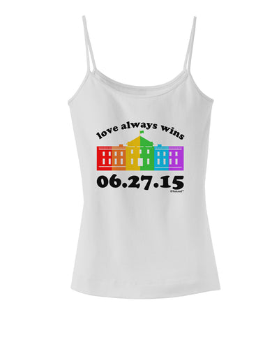 Love Always Wins with Date - Marriage Equality Spaghetti Strap Tank-Womens Spaghetti Strap Tanks-TooLoud-White-X-Small-Davson Sales