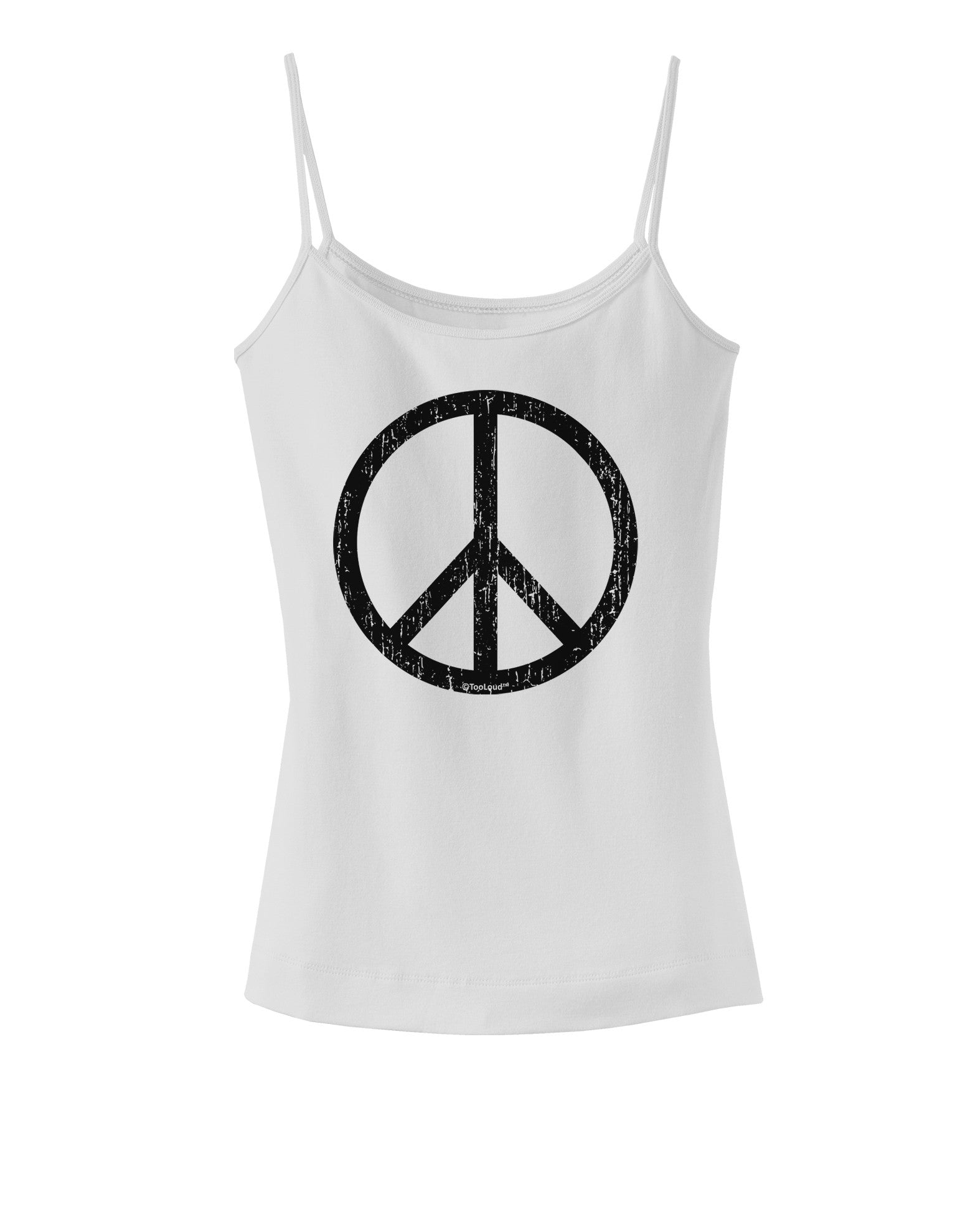 Peace Sign Symbol - Distressed Spaghetti Strap Tank-Womens Spaghetti Strap Tanks-TooLoud-White-X-Small-Davson Sales