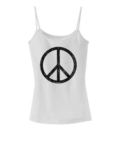 Peace Sign Symbol - Distressed Spaghetti Strap Tank-Womens Spaghetti Strap Tanks-TooLoud-White-X-Small-Davson Sales