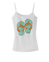 Striped Flip Flops - Teal and Orange Spaghetti Strap Tank-Womens Spaghetti Strap Tanks-TooLoud-White-X-Small-Davson Sales