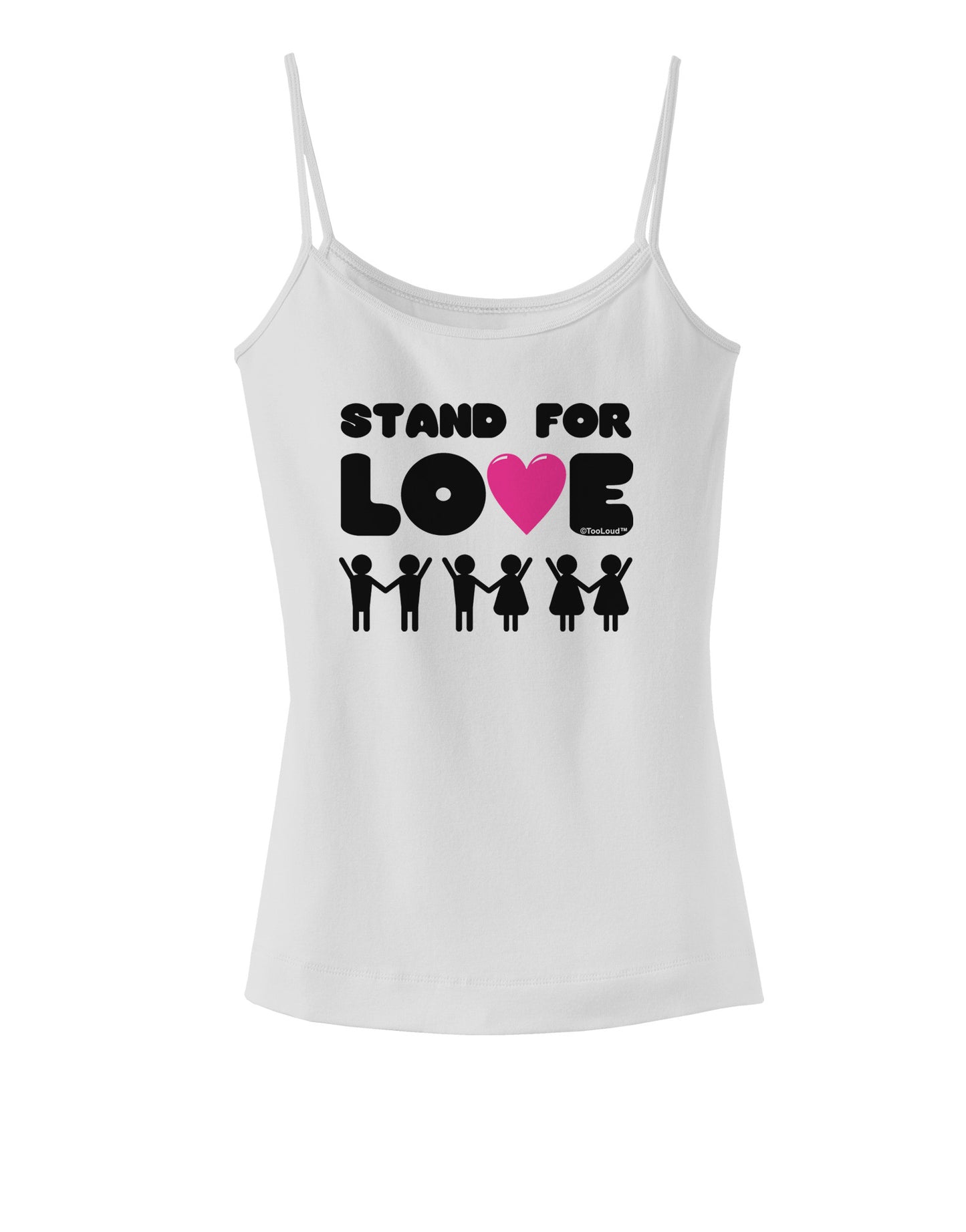 Stand For Love Pink Heart Spaghetti Strap Tank-Womens Spaghetti Strap Tanks-TooLoud-White-X-Small-Davson Sales