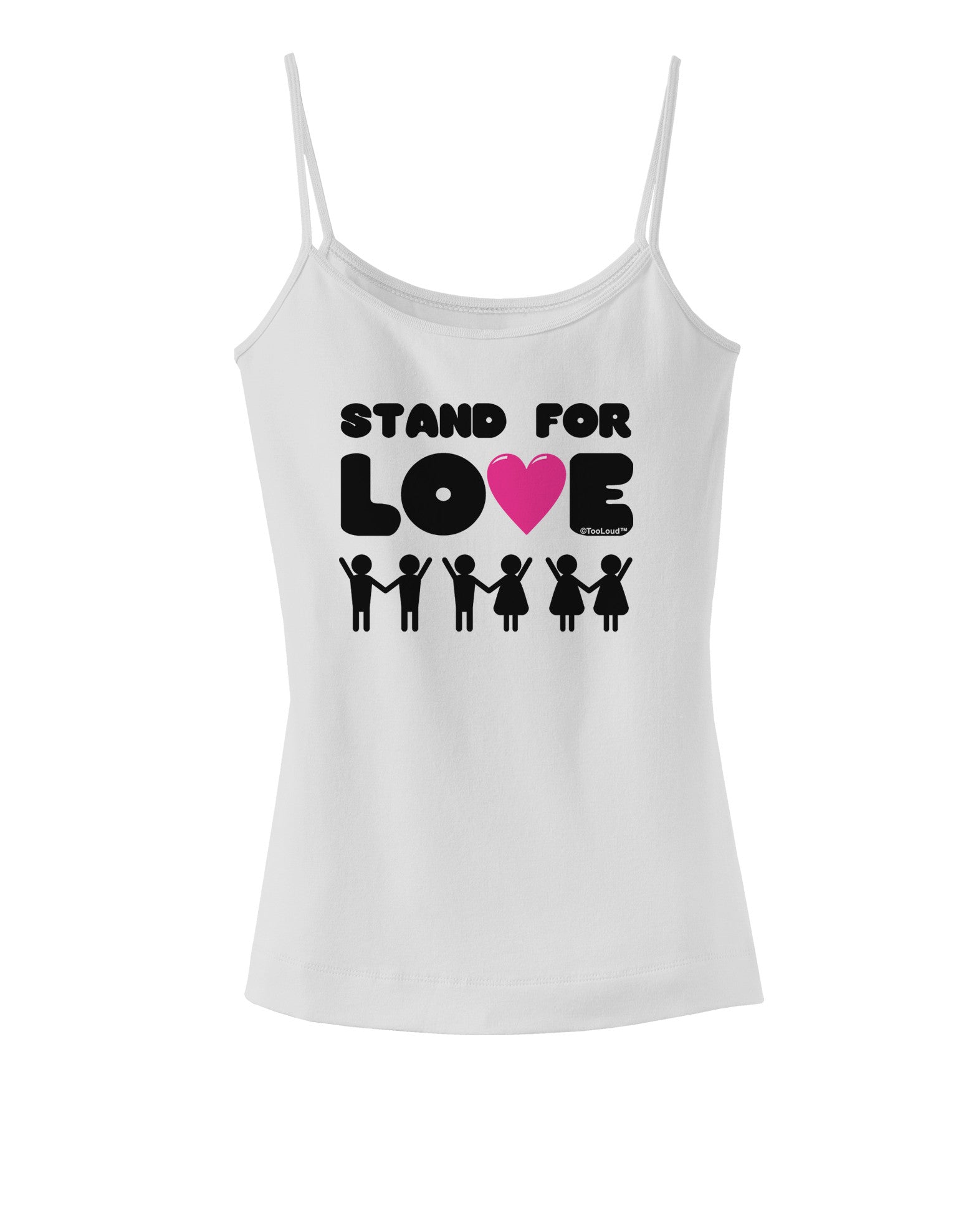 Stand For Love Pink Heart Spaghetti Strap Tank-Womens Spaghetti Strap Tanks-TooLoud-White-X-Small-Davson Sales