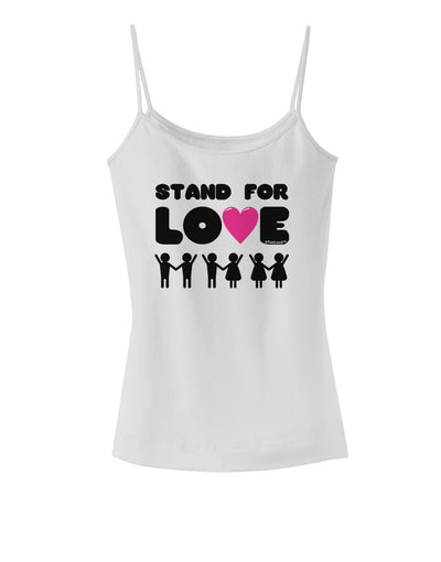 Stand For Love Pink Heart Spaghetti Strap Tank-Womens Spaghetti Strap Tanks-TooLoud-White-X-Small-Davson Sales