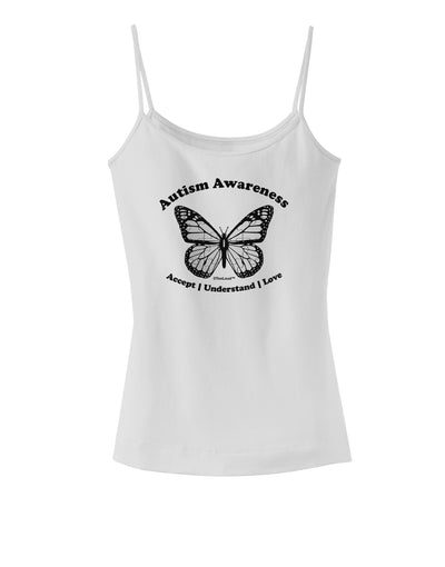 Autism Awareness - Puzzle Piece Butterfly 2 Spaghetti Strap Tank-Womens Spaghetti Strap Tanks-TooLoud-White-X-Small-Davson Sales